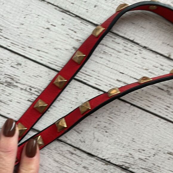 Red Studded Leather Handbag - Picture 6 of 10